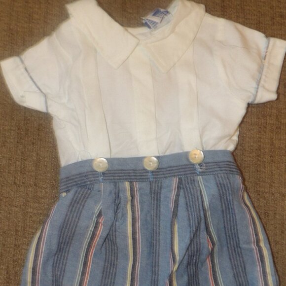 Vintage Baby Boy Nanette Short Romper Outfit Size 6-9 Months Made in USA - Picture 1 of 5
